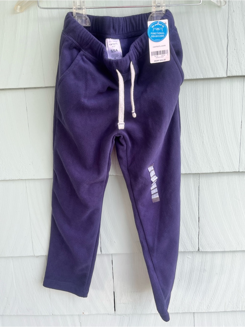 Carter's Blue Fleece Jogger Pants with Drawcord